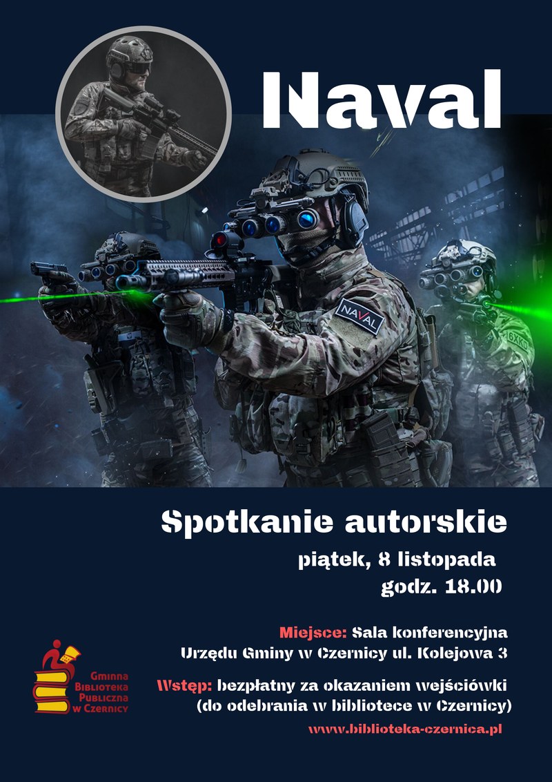 Plakat spotkania autorskiego - Urząd Gminy w Czernicy, 8 listopada