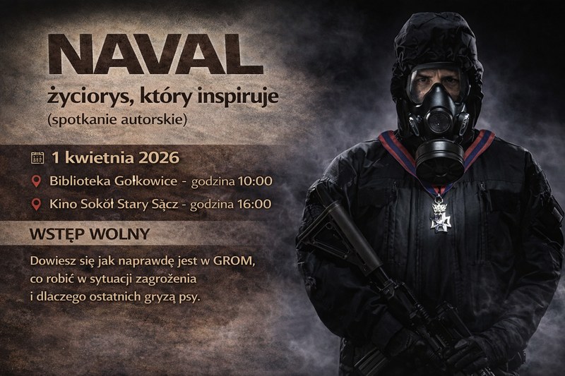 Plakat spotkań „Życiorys, który inspiruje" - Gołkowice i Stary Sącz, 1 kwietnia 2026
